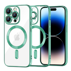 iPhone 14 Pro Techsuit - Luxus Kristály MagSafe - Világoszöld tok
