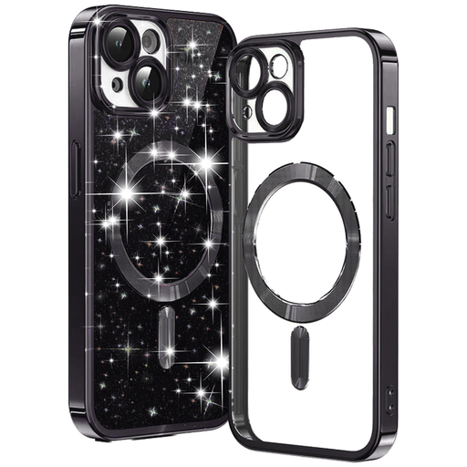iPhone 15 - Techsuit Luxus Csillogó MagSafe Tok - Fekete tok