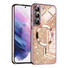 Samsung Galaxy S22 5G - Techsuit - Luxuskategóriás Csillogó MagSafe Tok - Rózsaarany tok