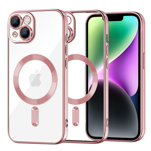 MagSafe Luxus Kristály Tok - iPhone 14 - Rózsaszín - Techsuit tok MagSafe Luxus Kristály Tok - iPhone 14 - Rózsaszín - Techsuit tok
