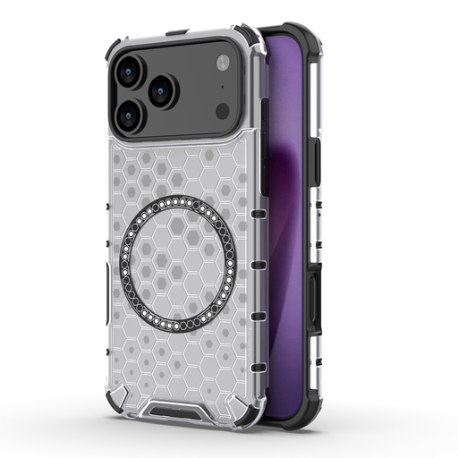 iPhone 17 Pro Max MagSafe Techsuit - HoneyComb Shield - fehér tok iPhone 17 Pro Max MagSafe Techsuit - HoneyComb Shield - fehér tok
