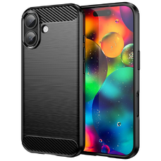 iPhone 17 - Techsuit - Karbonszálas Szilikon - Fekete. tok