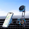 Wozinsky WCT5-6S2Y Car Holder with Qi/MagSafe 15W Inductive Charger for Air Vent - Black - 1. kép
