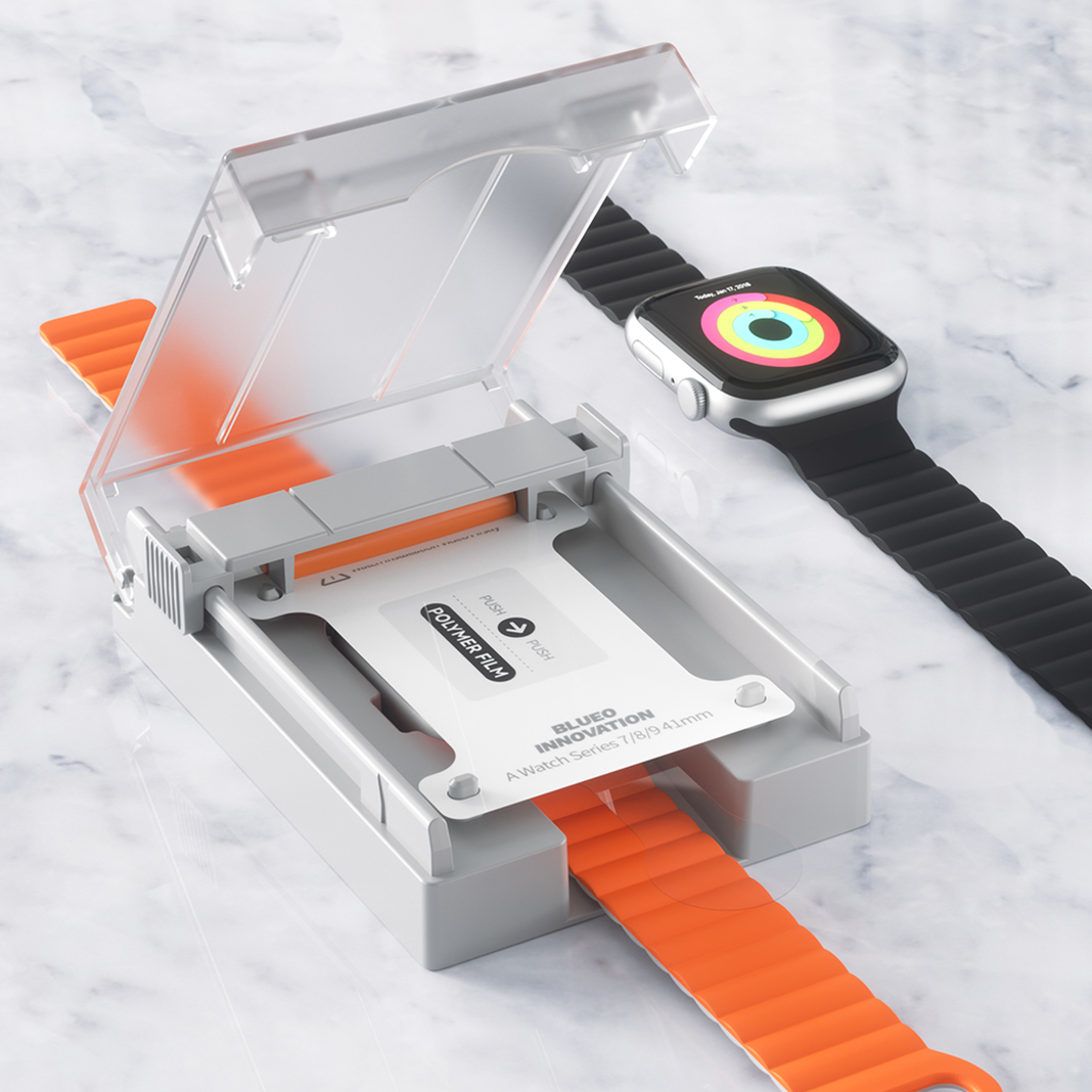 Blueo - Magas Molekulájú Képernyővédő Por Eltávolító Lokátorral - Apple Watch 10 42mm - Fekete - 12