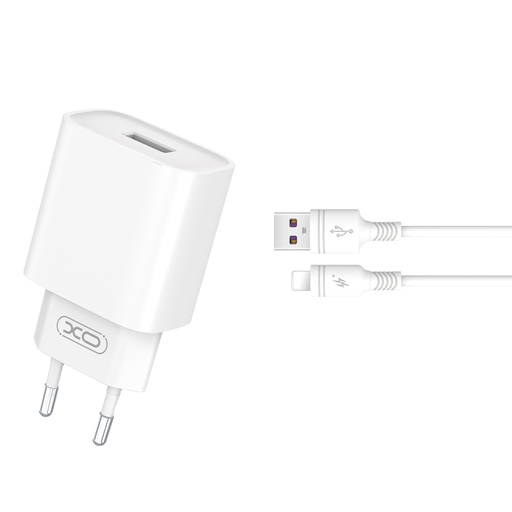 XO fali töltő CE02D QC 3.0 18W 1x USB fehér + Lightning kábel