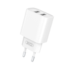 XO hálózati töltő CE02C 2x USB 2,1A fehér + microUSB kábel - 0. kép