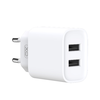 XO hálózati töltő CE02C 2x USB 2,1A fehér + microUSB kábel - 1. kép