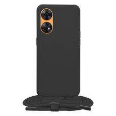 Techsuit - Keresztpántos nyakba akasztható tok - Oppo Reno8 T - Fekete.