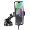 HOCO autós telefontartó vezeték nélküli töltéssel szélvédőre / középkonzolra 15W HW5 fekete - 0. kép