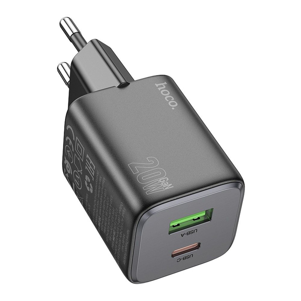 HOCO töltő USB A + Type C PD QC 3A 20W N41 fekete - 1