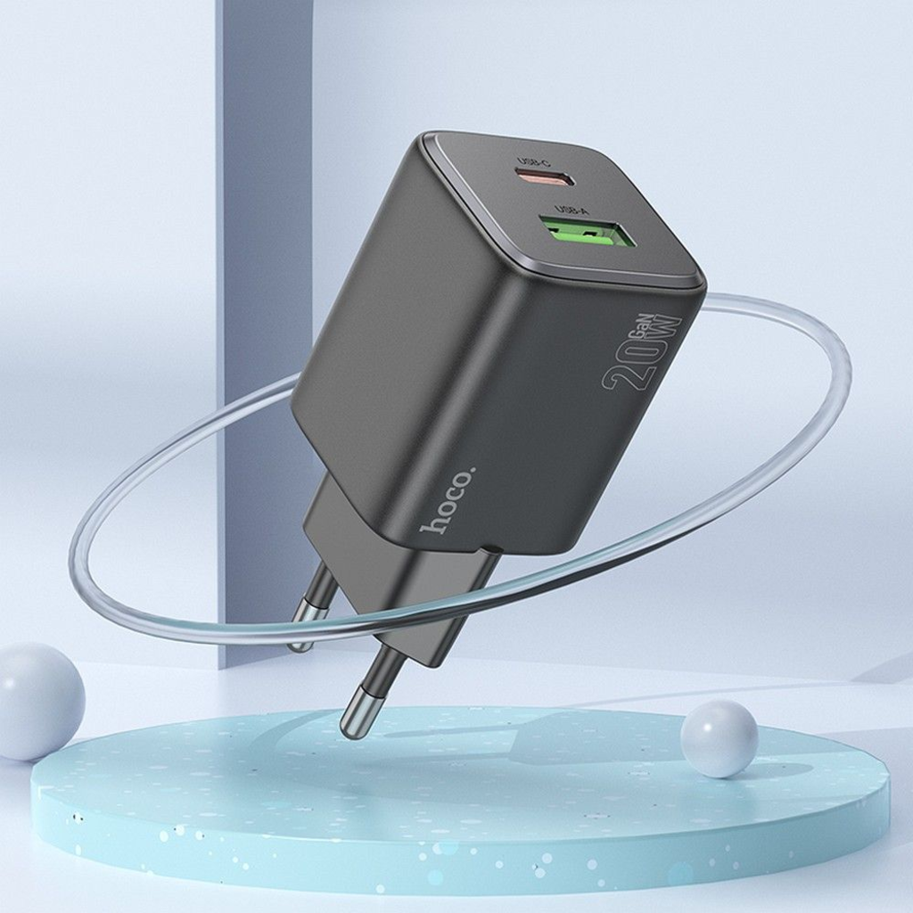 HOCO töltő USB A + Type C PD QC 3A 20W N41 fekete - 4