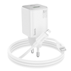 HOCO töltő USB A + Type C + kábel Type C - Lightning PD QC 3A 20W N41 fehér - 0. kép