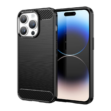 Carbon Case iPhone 14 Pro Max rugalmas gél hátlap fekete tok