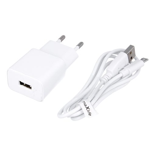 Maxlife MXTC-01 töltő 1x USB 1A fehér + microUSB kábel