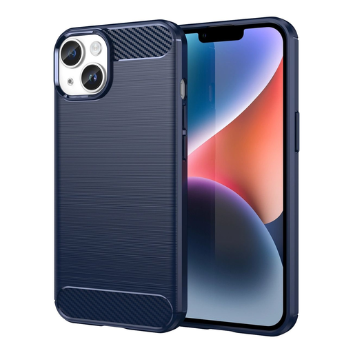 Carbon fliptok iPhone 14 tok hajlékony gél hátlap kék