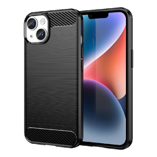 Carbon tok iPhone 14 Plus számára, rugalmas gél hátlap fekete