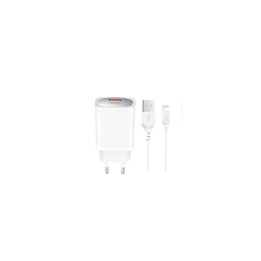 XO fali töltő CE19 QC 18W 1x USB fehér + Lightning kábel