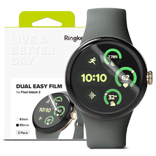  Ringke - Kétoldalas Könnyen Felhelyezhető Fólia (3 darabos csomag) - Google Pixel Watch 3 45mm - Átlátszó üvegfólia