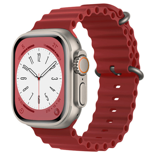 Apple Watch szíj - Techsuit (W038) - 1/2/3/4/5/6/7/8/9/10/SE/SE 2/Ultra/Ultra 2 (42/44/45/46/49mm) - Bordó.