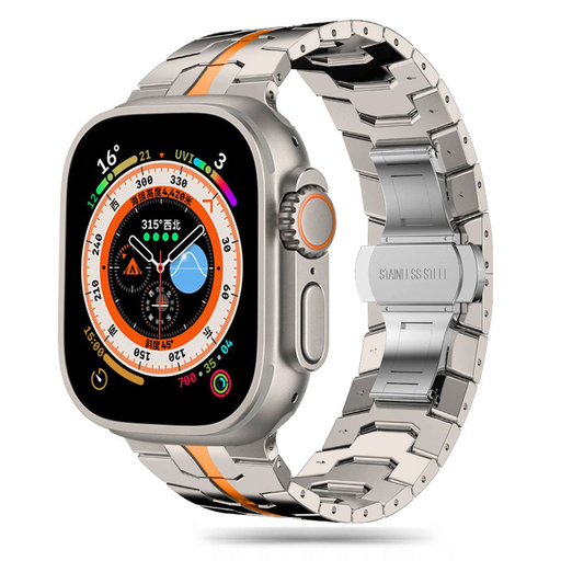 Apple Watch szíj - Techsuit (W063) - Apple Watch 1/2/3/4/5/6/7/8/9/10/SE/SE 2/Ultra/Ultra 2 (42/44/45/46/49mm) - Titán Narancs.