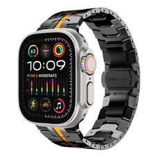Apple Watch szíj - Techsuit (W063) - Apple Watch 1/2/3/4/5/6/7/8/9/10/SE/SE 2/Ultra/Ultra 2 (42/44/45/46/49mm) - Fekete Narancs