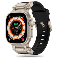 Apple Watch szíj - Techsuit (W064) - Apple Watch 1/2/3/4/5/6/7/8/9/10/SE/SE 2/Ultra/Ultra 2 (42/44/45/46/49mm) - Titán Ezüst Fekete