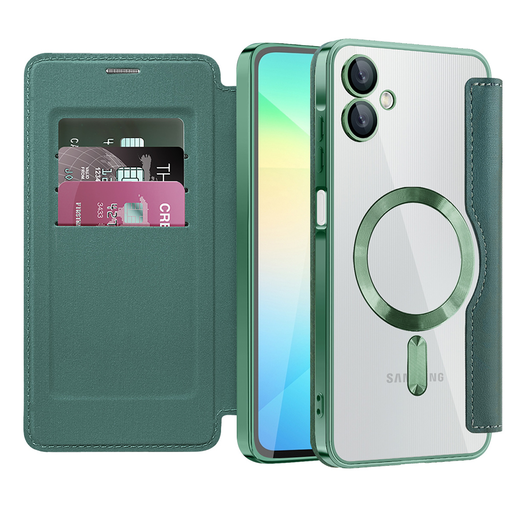 Samsung Galaxy A06 - Techsuit SmartMag könyvtok - Zöld tok