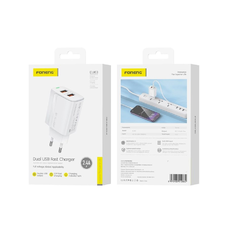 FONENG fali töltő EU63 2.4A 12W 2xUSB Fehér