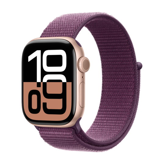 Apple Watch S10 GPS 42mm Rose Gold Alu Case with Plum Sport Loop
