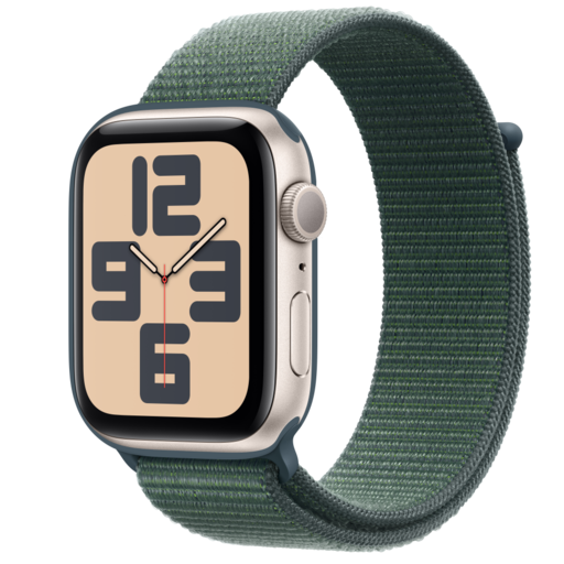 Apple Watch SE2 v3 GPS 44mm Starlight Alu Case with Lake Green Sport Loop
