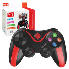 Vezeték nélküli kontroller - Techsuit (V13) - Bluetooth V4.0, 2.4G, 400mAh, univerzális - Piros.