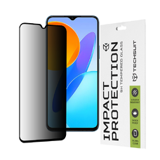 Honor X8 5G / X6 / 70 Lite - Techsuit - 111D Teljes ragasztóval rendelkező adatvédelmi fekete képernyővédő üvegfólia