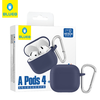 Blueo - Folyékony Szilikon Védőtok - AirPods 4 számára - Sötétkék tok - 1. kép