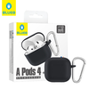  Blueo - Folyékony szilikon védőtok - AirPods 4-hez - Fekete tok - 1. kép