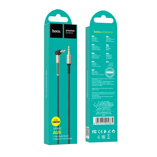 HOCO kábel UPA02 JACK 3.5MM - JACK 3.5MM 1M Fekete