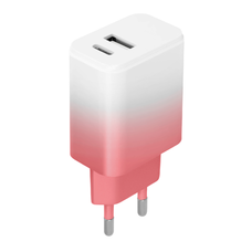 Setty töltő USB + USB-C 20W LSIG-AC-20 fehér-rózsaszín átmenetes