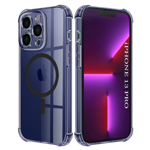 iPhone 13 Pro - Ütésálló Átlátszó Szilikon MagSafe Tok - Füst Fekete (Techsuit) tok iPhone 13 Pro - Ütésálló Átlátszó Szilikon MagSafe Tok - Füst Fekete (Techsuit) tok