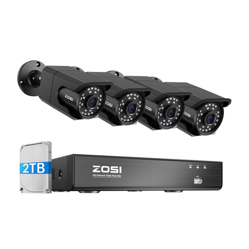 ZOSI C105 4 darab WiFi 8MP IP kamera + NVR 8 csatornás + 2TB merevlemez
