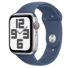 Apple Watch SE2 v3 Cellular 44mm Silver Alu Case with Denim Sport Band - S/M