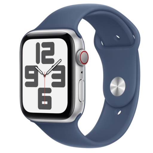 Apple Watch SE2 v3 Cellular 44mm Silver Alu Case with Denim Sport Band - S/M