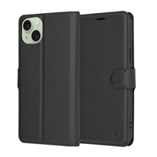 iPhone 15 Plus - Bőrtok - Techsuit - Fekete tok