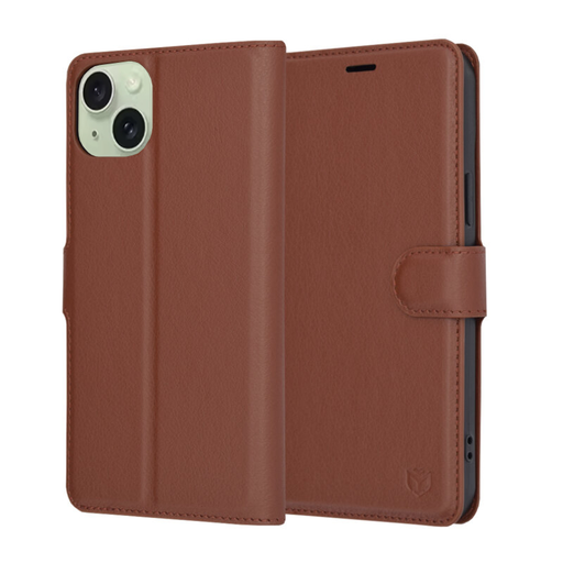 iPhone 15 Plus - Bőr Tok - Techsuit - Barna tok