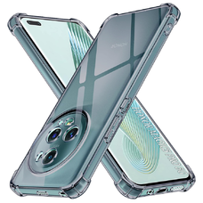  Honor Magic5 Pro - Ütésálló, Átlátszó Szilikon Tok - Füstfekete tok