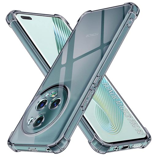 Honor Magic5 Pro - Ütésálló, Átlátszó Szilikon Tok - Füstfekete tok Honor Magic5 Pro - Ütésálló, Átlátszó Szilikon Tok - Füstfekete tok