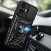 Hybrid Armor Camshield fliptok iPhone 17 páncélos tokkal, állvánnyal és kamera fedéllel - fekete tok - 1. kép