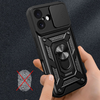 Hybrid Armor Camshield fliptok iPhone 17 páncélos tokkal, állvánnyal és kamera fedéllel - fekete tok - 3. kép