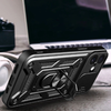 Hybrid Armor Camshield fliptok iPhone 17 páncélos tokkal, állvánnyal és kamera fedéllel - fekete tok - 4. kép