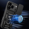 Hybrid Armor Camshield tok iPhone 17 Pro Max-hoz, páncélos tok állvánnyal és kameravédővel - fekete - 1. kép