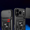 Hybrid Armor Camshield tok iPhone 17 Pro Max-hoz, páncélos tok állvánnyal és kameravédővel - fekete - 4. kép