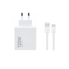 Xiaomi MDY-16-EN USB-A 120W Utazó töltő + Adatkábel USB-C 6A Fehér (Bulk)
